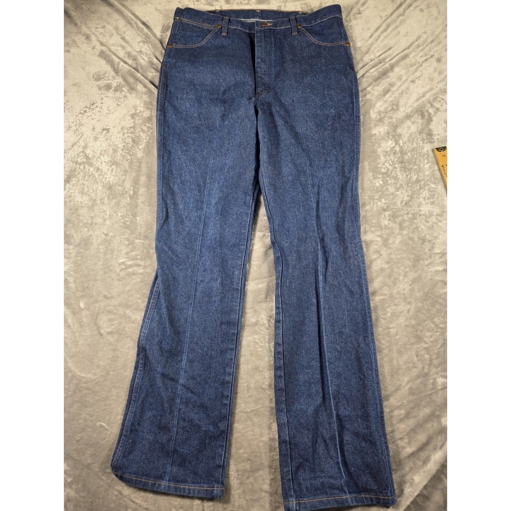 VTG Wrangler Jeans Mens‎ 38x34 Blue Denim Rodeo Cowboy Cut Slim 936DEN 90's USA - Picture 2 of 5